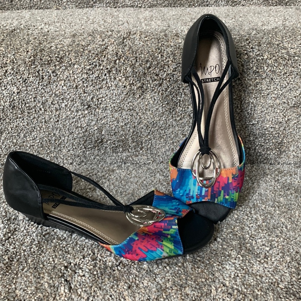 Nearly New Impo Stretch Wedge Peep Toe Shoes